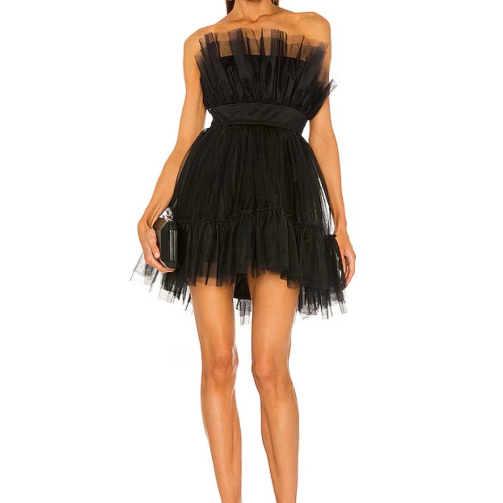 Katie May Strapless Black Tulle Mini Dress (Revolve)